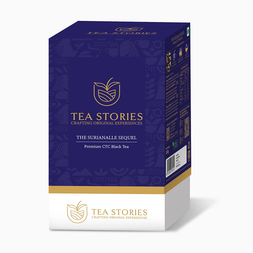 The Surianalle Sequel Packaging Front view -showcasing the premium CTC black Tea