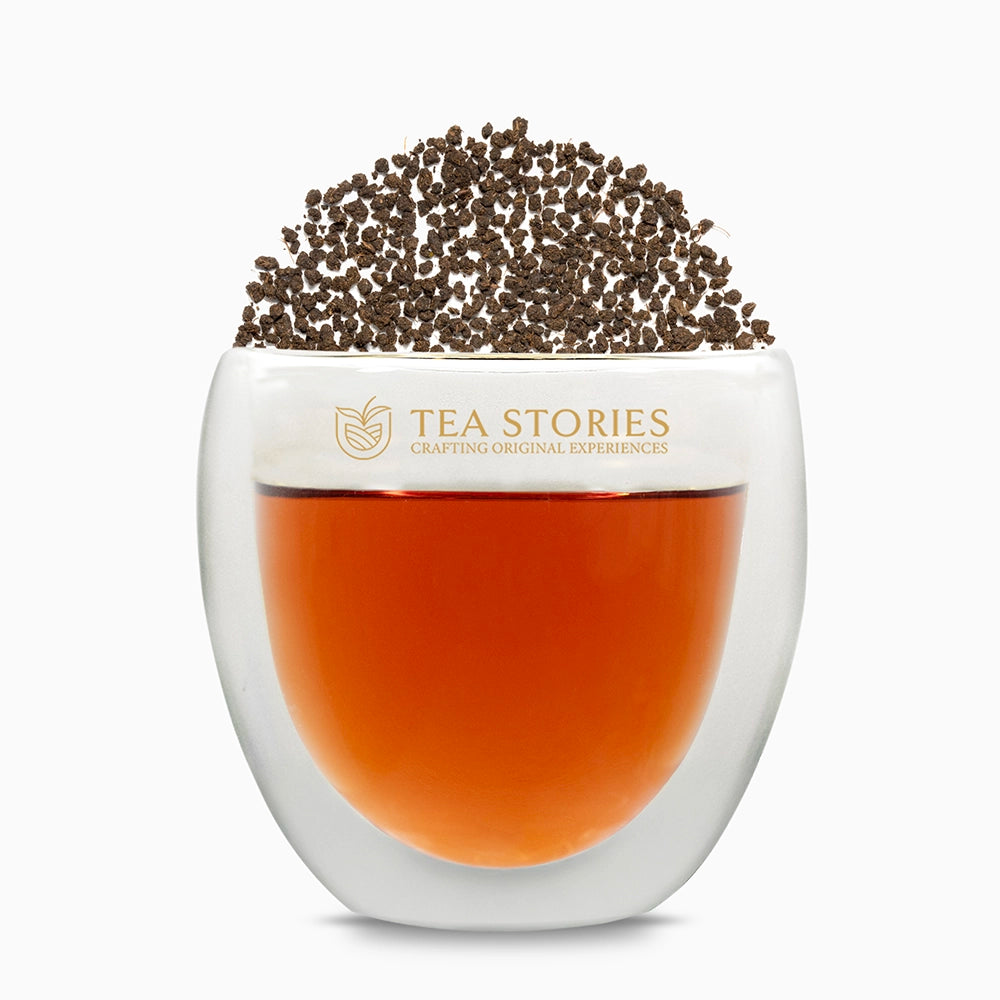 Box of Tea Stories CTC black tea— showcasing eco-conscious branding.