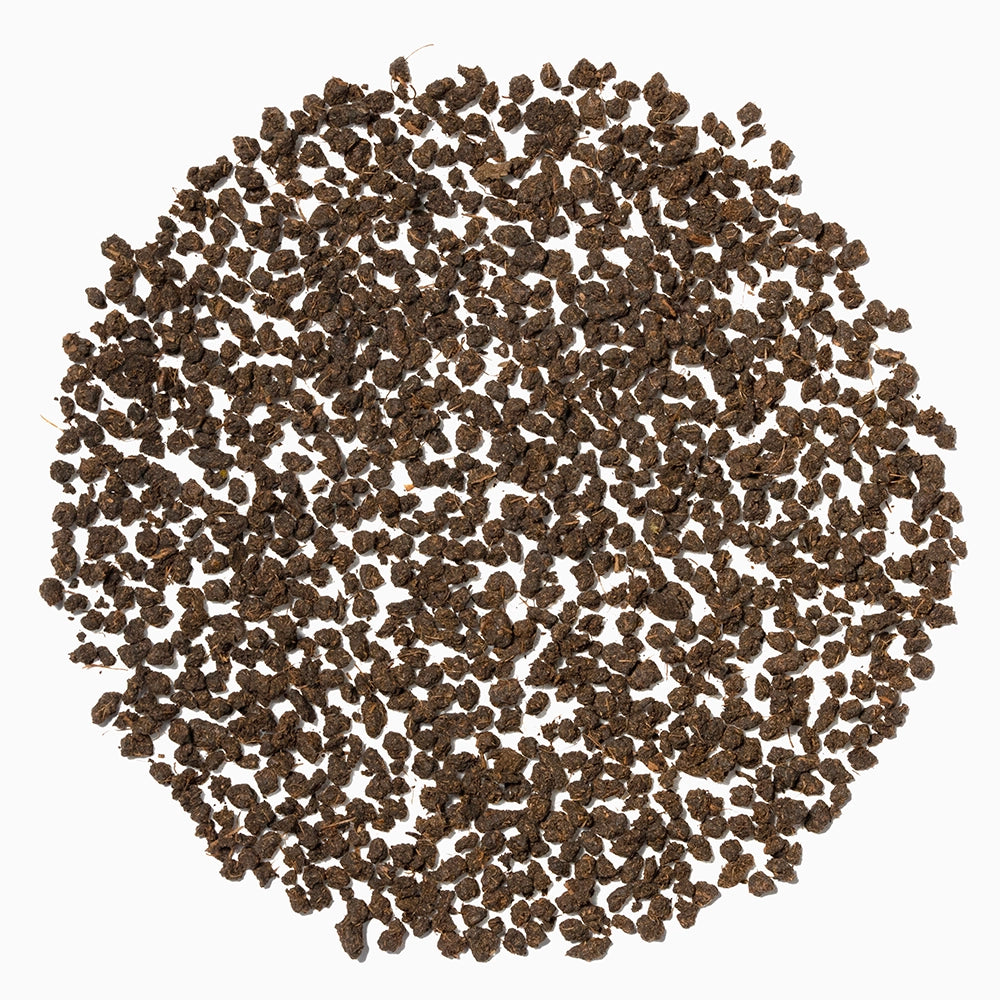 Macro view of CTC granules — bold cut representing freshness of surianalle sequel leaves.