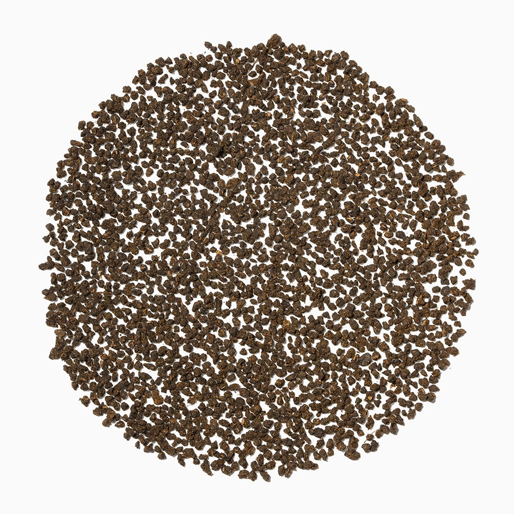 Macro view of CTC granules — bold cut representing freshness.